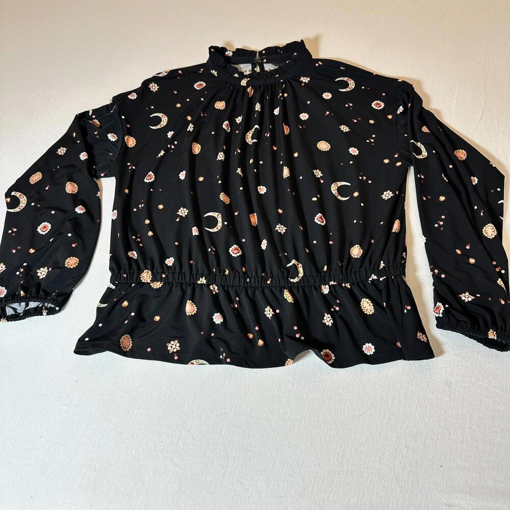 Ann Taylor Black Stars and Moon Top - Large